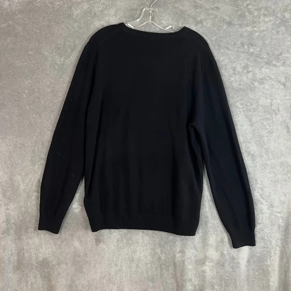 J Crew 100% Cashmere Crewneck Sweater Mens L Black Classic Old Money Heritage